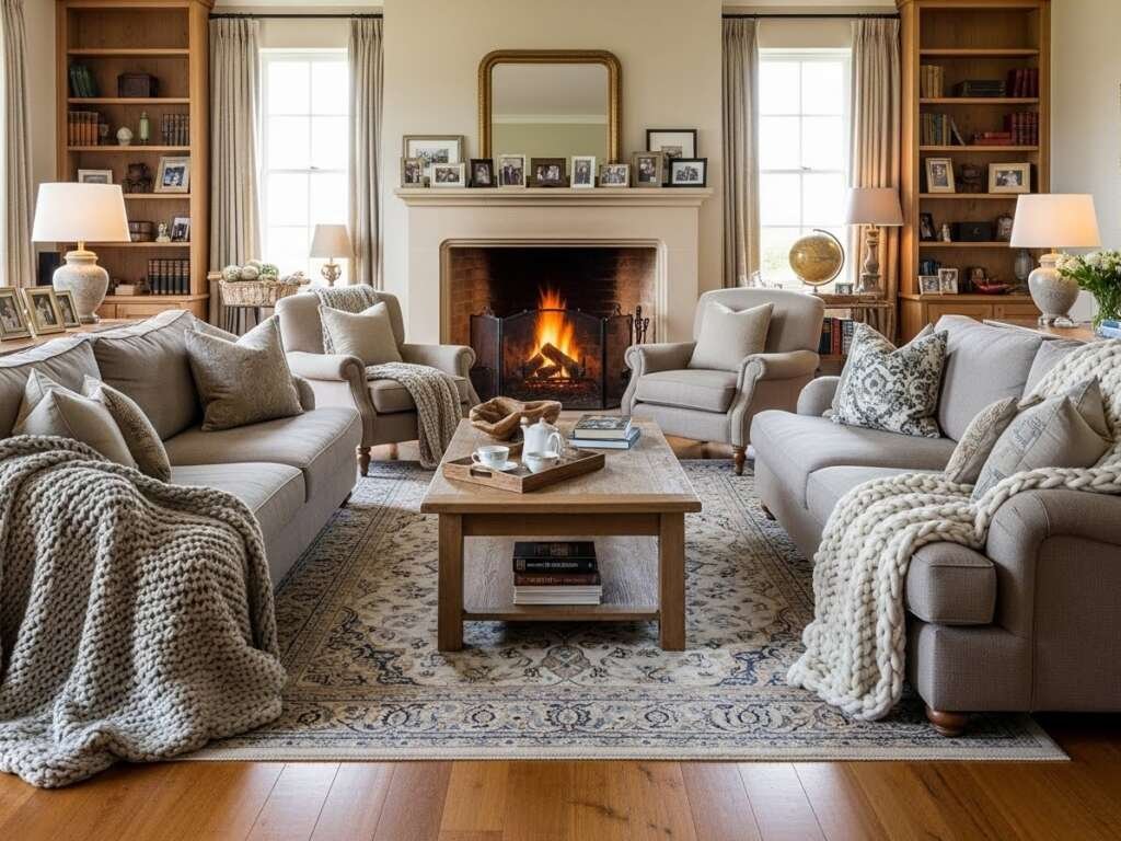 Warm and inviting living room design reflecting the family-centered philosophy of the Adam Sandler house.